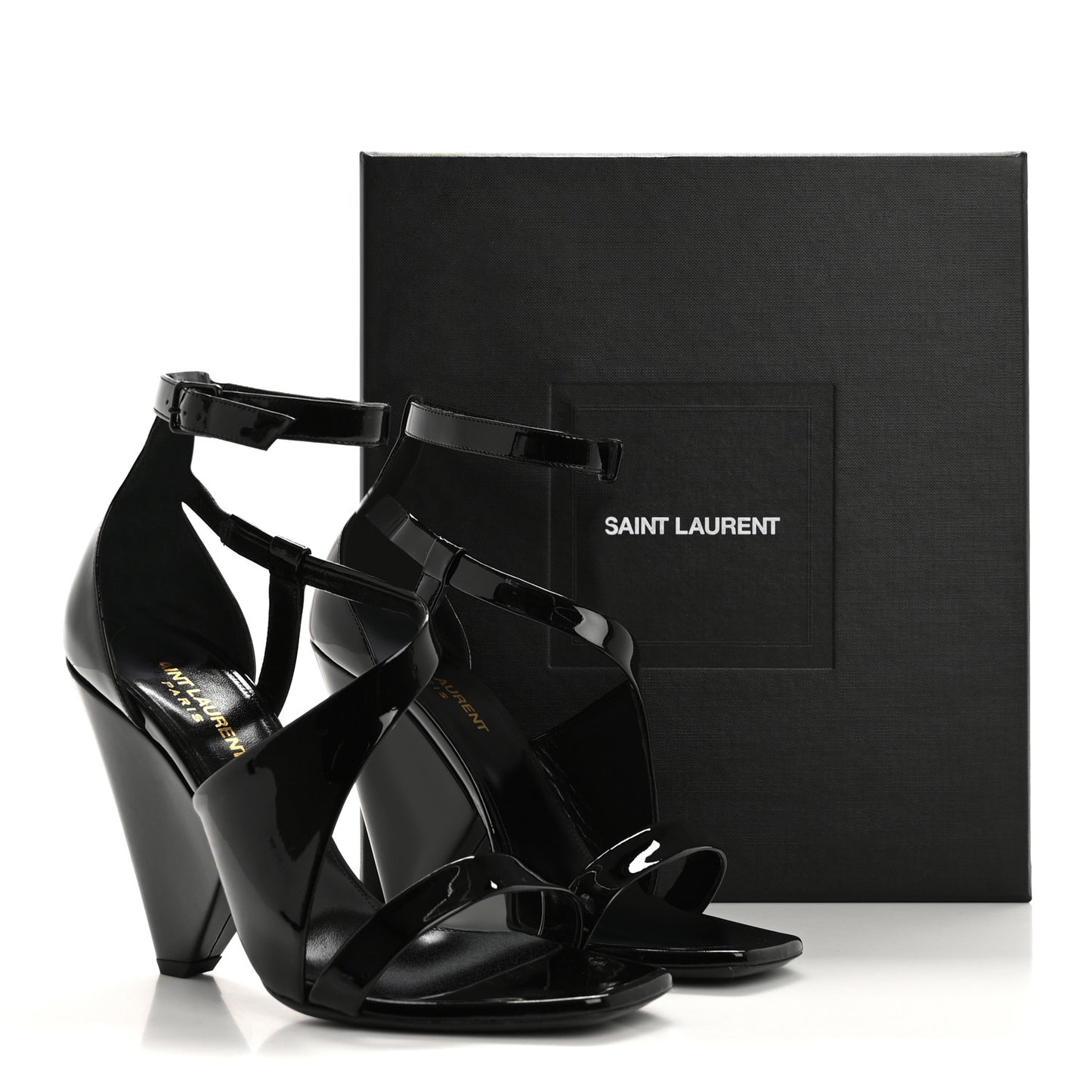 Patent Niki Crossed 105 Sandals 38.5 Black