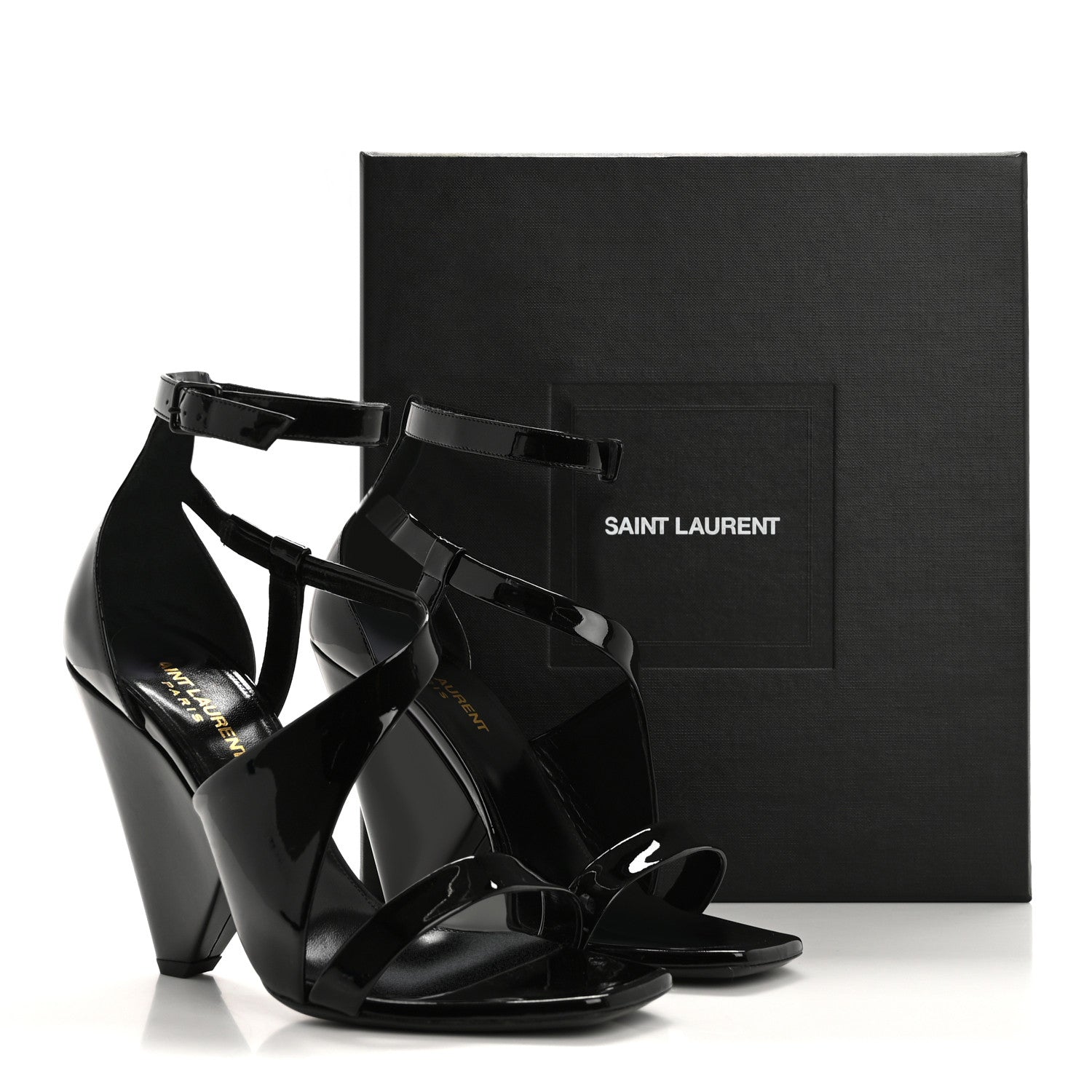 Saint Laurent Patent Niki Crossed 105 Sandals 38.5 Black 10 of 10