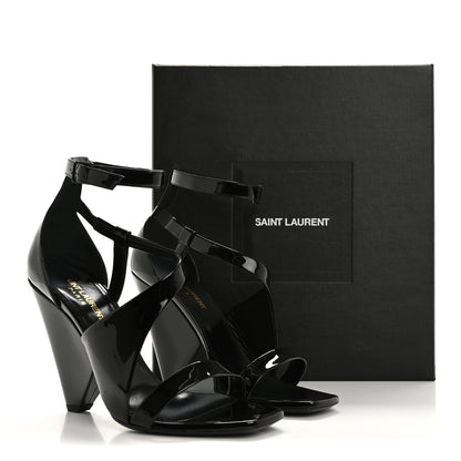 Saint Laurent Patent Niki Crossed 105 Sandals 38.5 Black 10 of 10