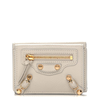 Balenciaga Grained Calfskin Agneau Arena Classic Gold Hardware Mini Wallet Beige 1 of 9