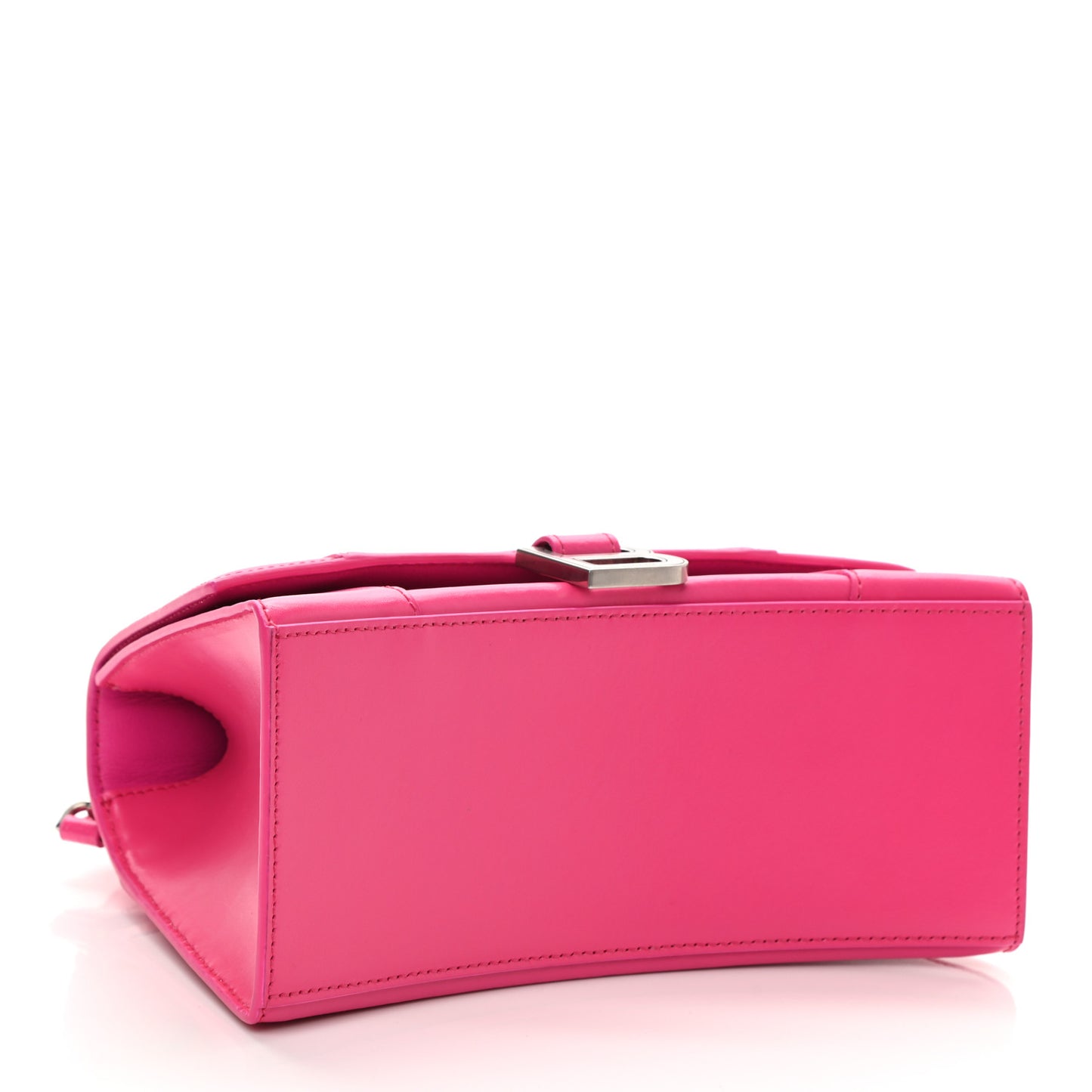Shiny Box Calfskin Small Hourglass Top Handle Bag Acid Fuchsia