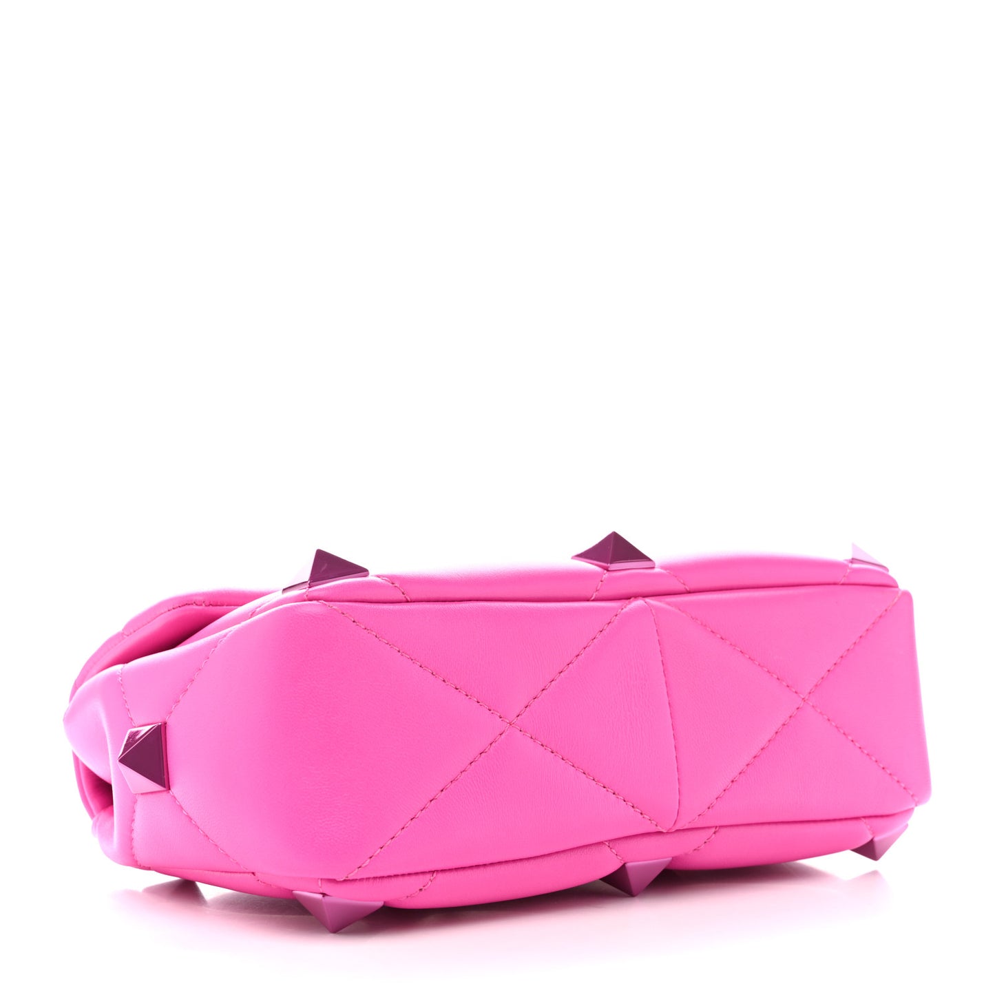 Nappa Lacquer Monochrome Medium Roman Stud Shoulder Bag Pink PP