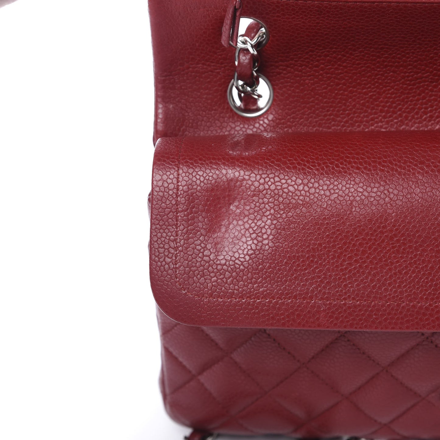 Caviar Quilted Medium Double Flap Red