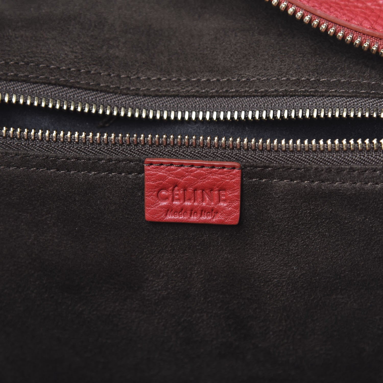 Celine Drummed Calfskin Mini Luggage Red 6 of 11