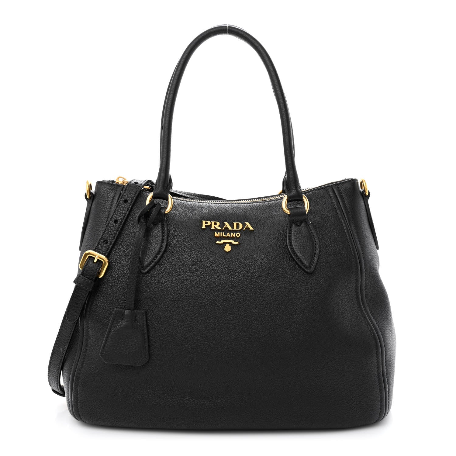 Prada Vitello Phenix Shoulder Bag Black 1 of 11