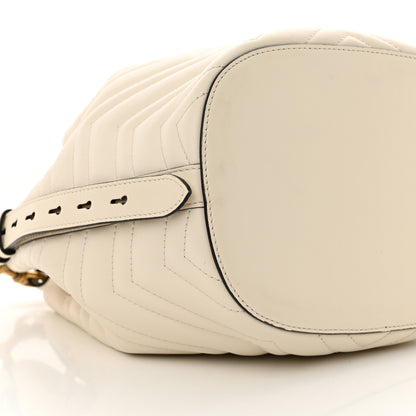 Gucci Calfskin Matelasse Sylvie Web GG Marmont Bucket Bag White 9 of 14