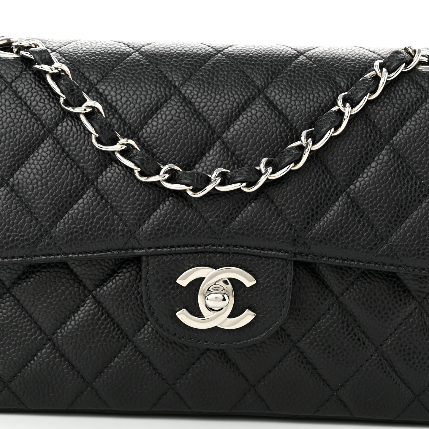 Caviar Quilted Small Double Flap Black