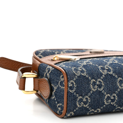 Gucci New Denim GG Monogram Dollar Calfskin Mini Ophidia Shoulder Bag Blue Tea Cuir Epilog 9 of 11