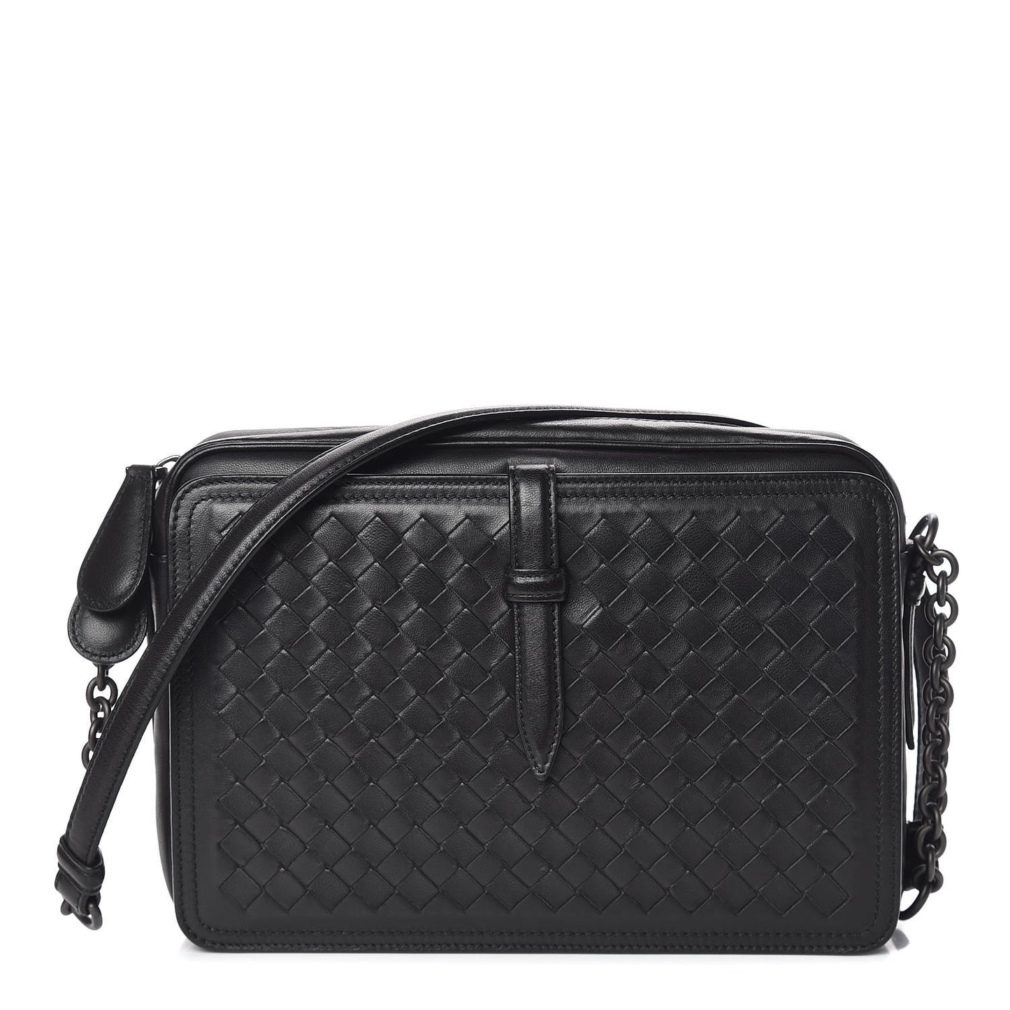Nappa Intrecciato Medium Camera Shoulder Bag Black