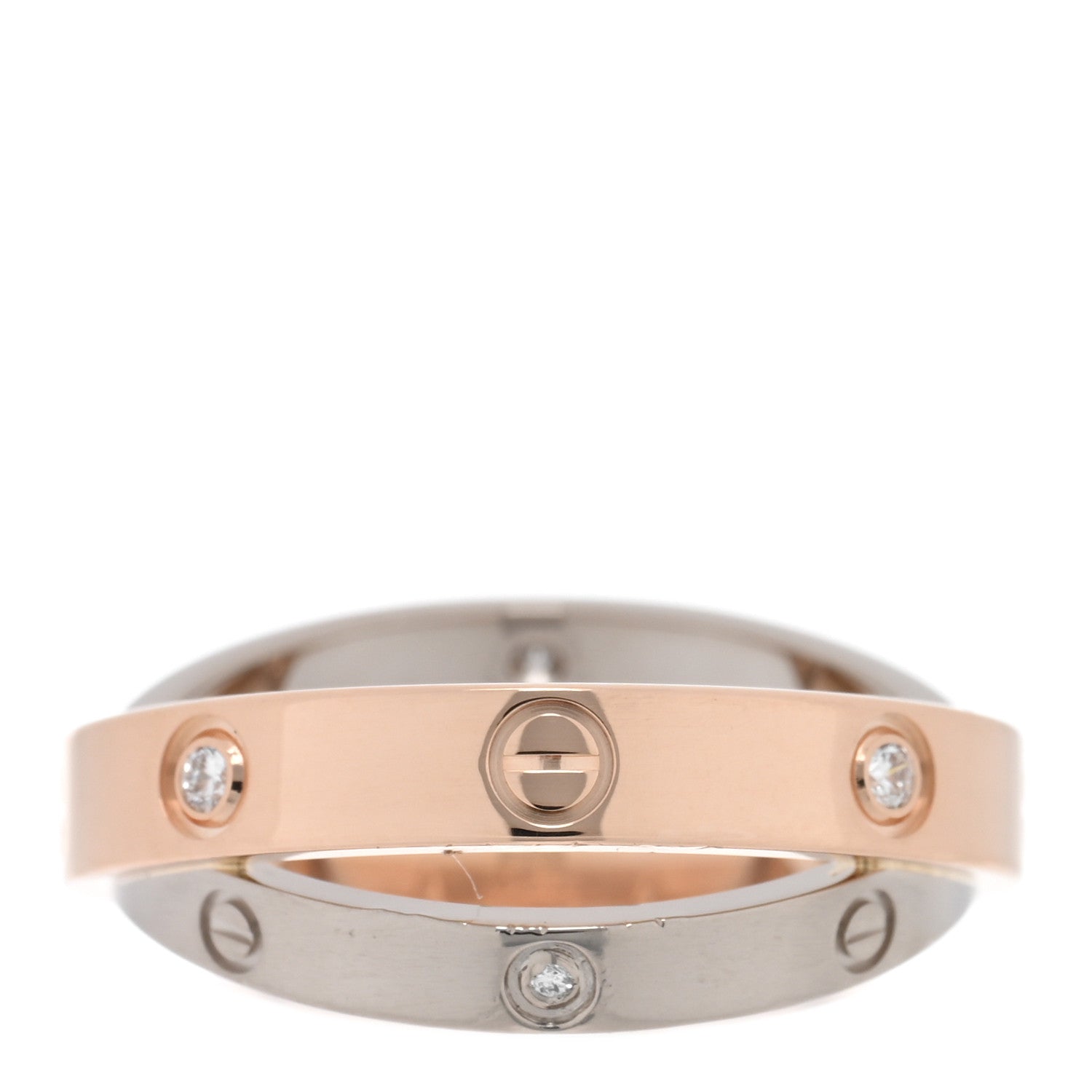 Cartier 18K Pink White Gold 6 Diamond LOVE Ring 51 5.75 4 of 5