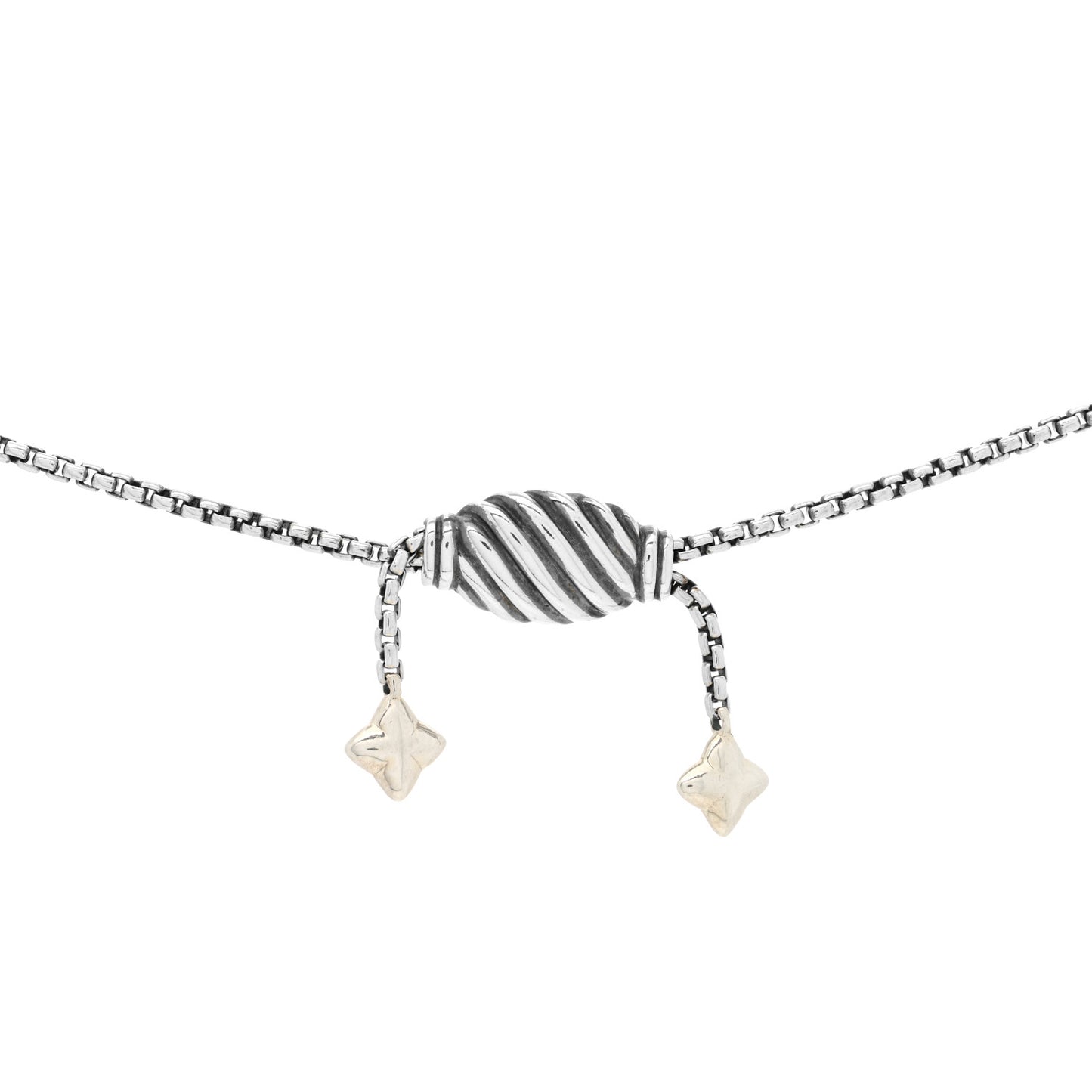 Sterling Silver 14K Yellow Gold 28mm Crossover Pendant Necklace