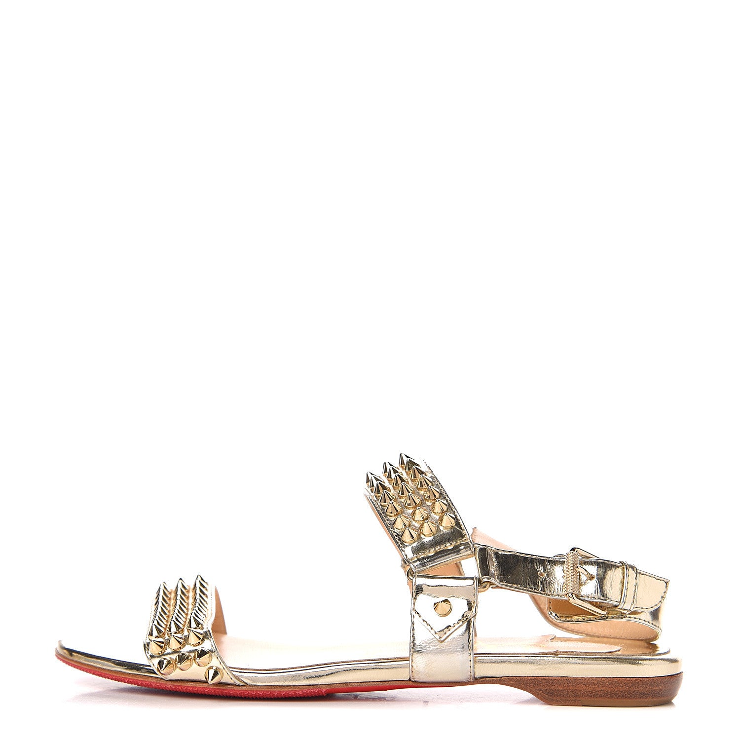 Christian Louboutin Specchio Spike Bikee Flat Sandals 36.5 Light Gold 1 of 11