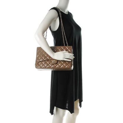 Chanel Lambskin Quilted Jumbo Single Flap Dark Beige 2 of 7