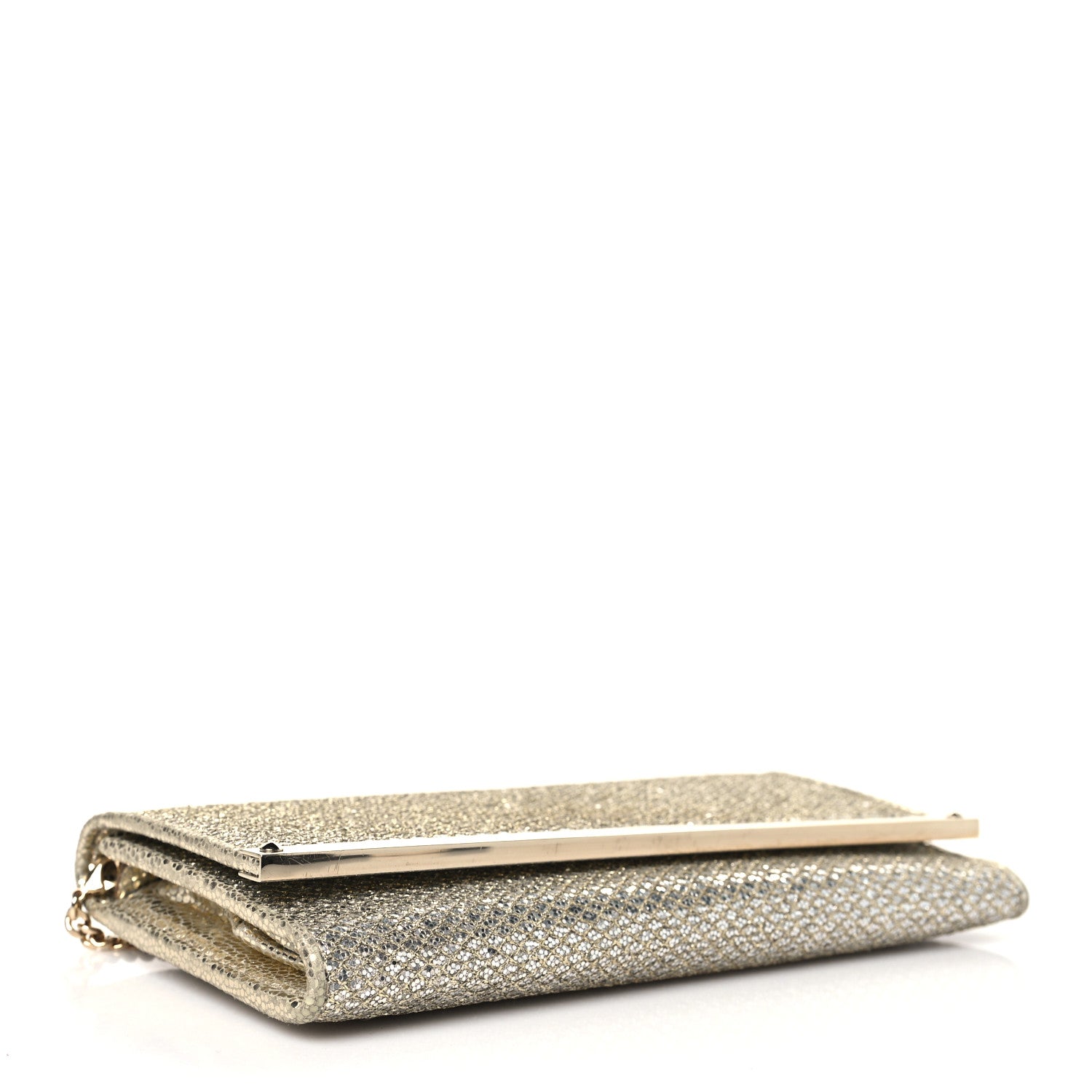 Jimmy Choo Glitter Fabric Milla Chain Wallet Champagne 4 of 9