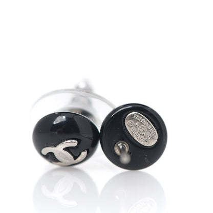 Chanel Enamel CC Earrings Black Silver 3 of 3