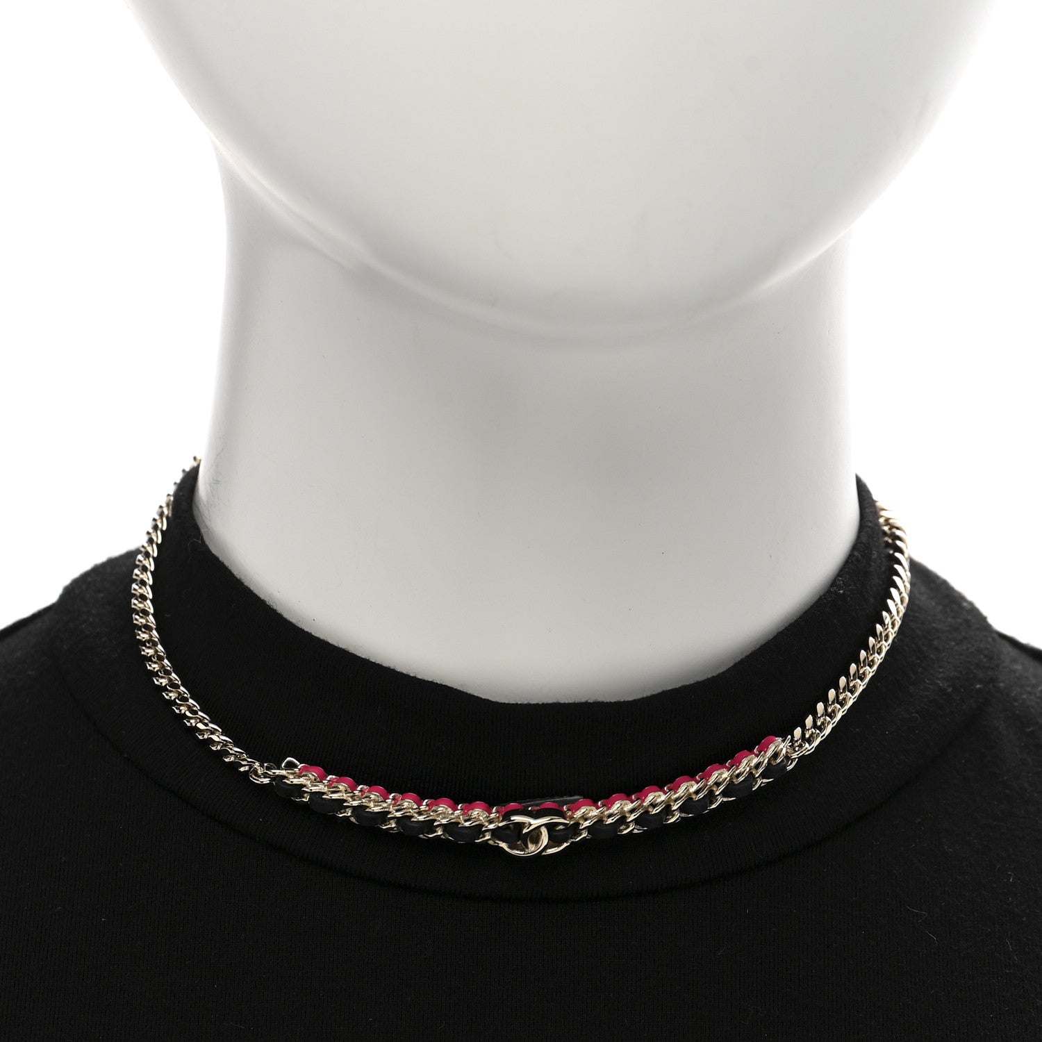 Chanel Metal Lambskin CC Choker Necklace Black Pink Gold 2 of 6