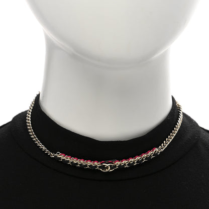 Chanel Metal Lambskin CC Choker Necklace Black Pink Gold 2 of 6