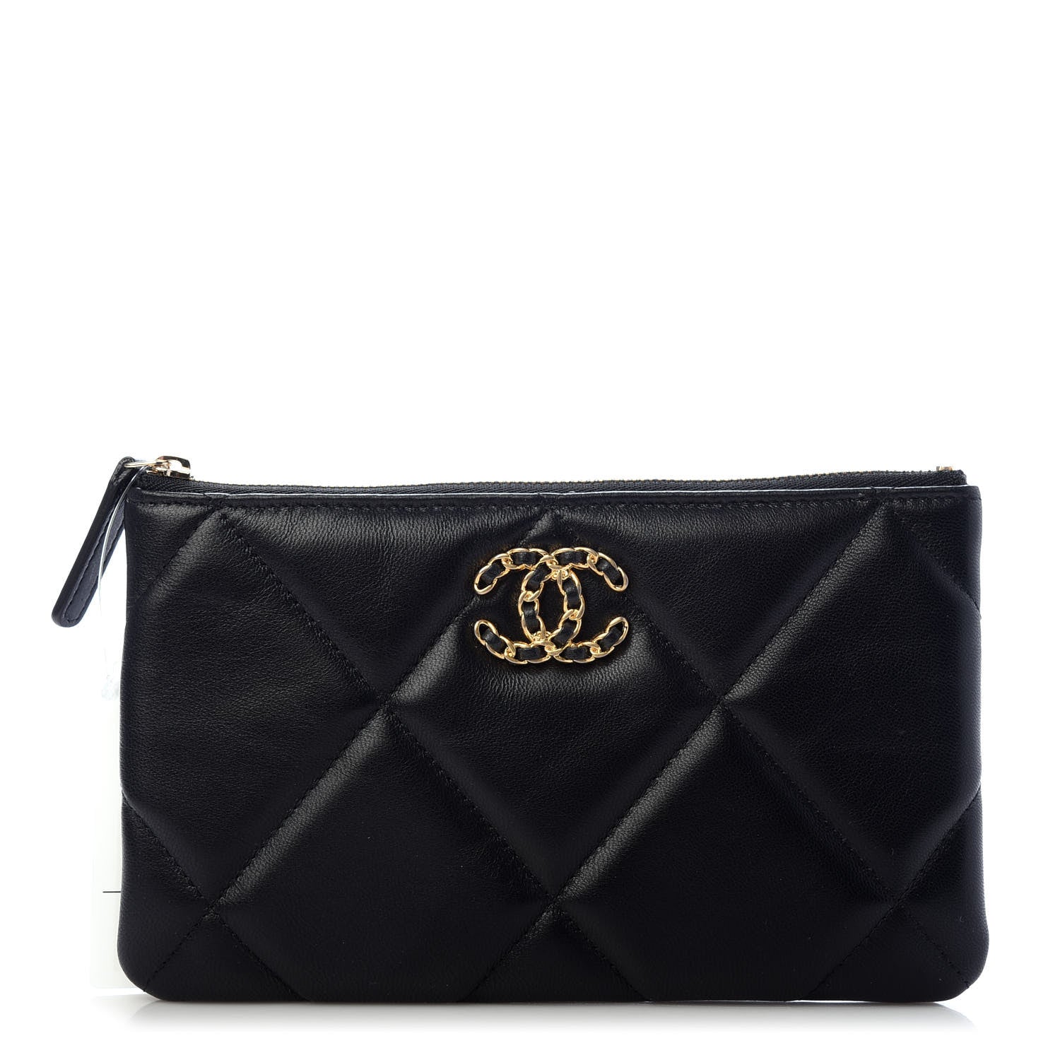 Chanel Shiny Goatskin Quilted Small Chanel 19 Pouch Black 1 of 7