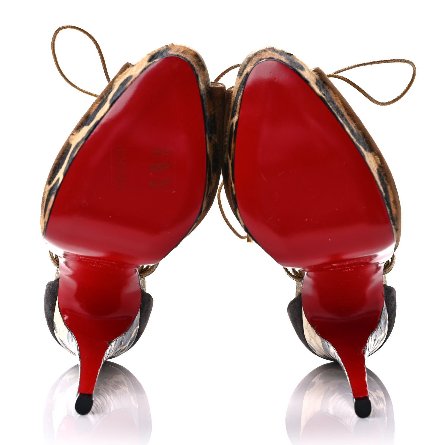 Christian Louboutin Suede Snakeskin Embossed Pony Hair Corsankle 150 Sandals 39 Indiana 5 of 9