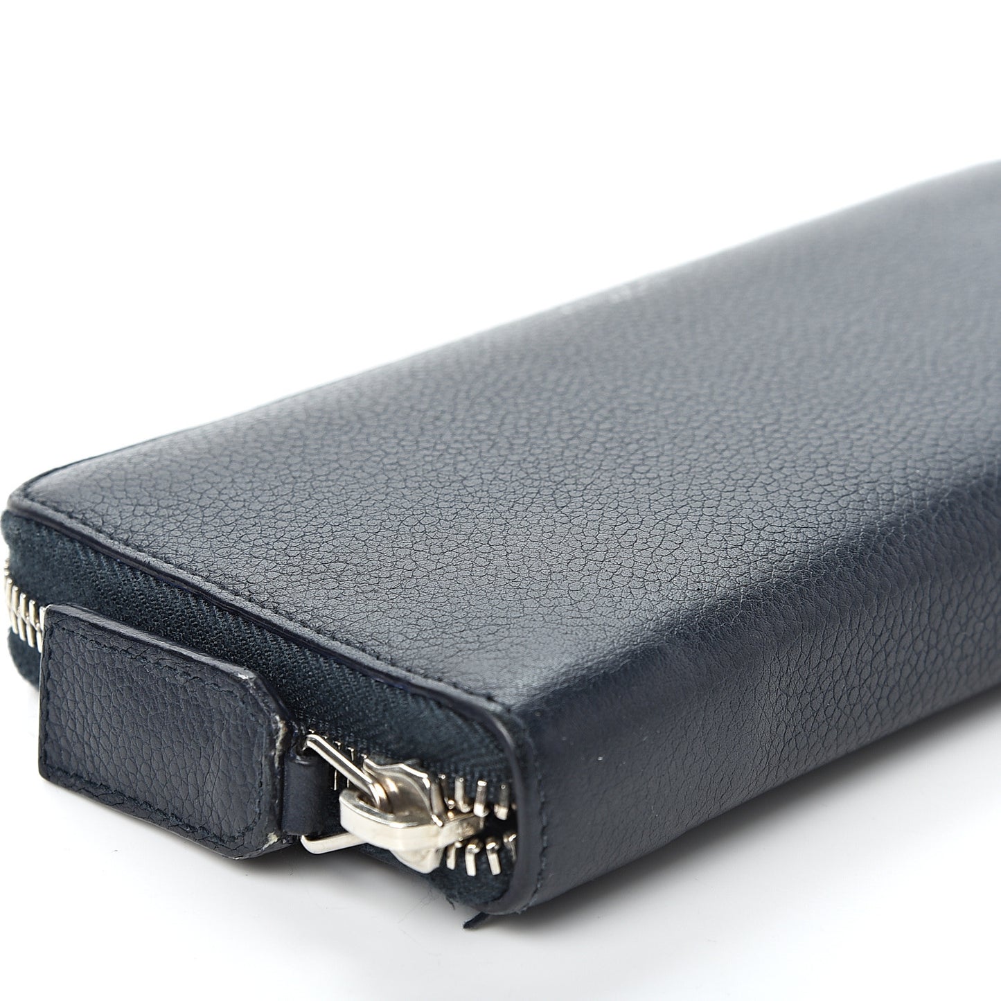 Grained Calfskin Rive Gauche Zip Around Wallet Deep Marine