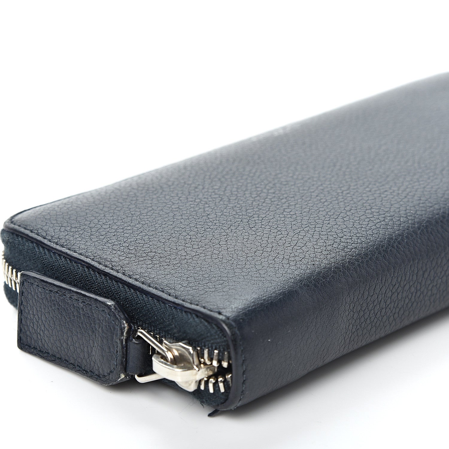 Saint Laurent Grained Calfskin Rive Gauche Zip Around Wallet Deep Marine 6 of 9
