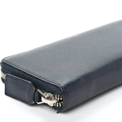 Saint Laurent Grained Calfskin Rive Gauche Zip Around Wallet Deep Marine 6 of 9