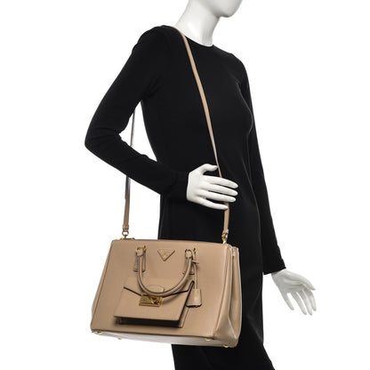 Prada Saffiano Lux Galleria Front Pocket Tote Sabbia 2 of 12