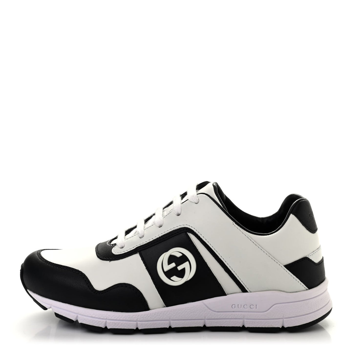 Calfskin Womens Interlocking G Sneakers 36 Black White