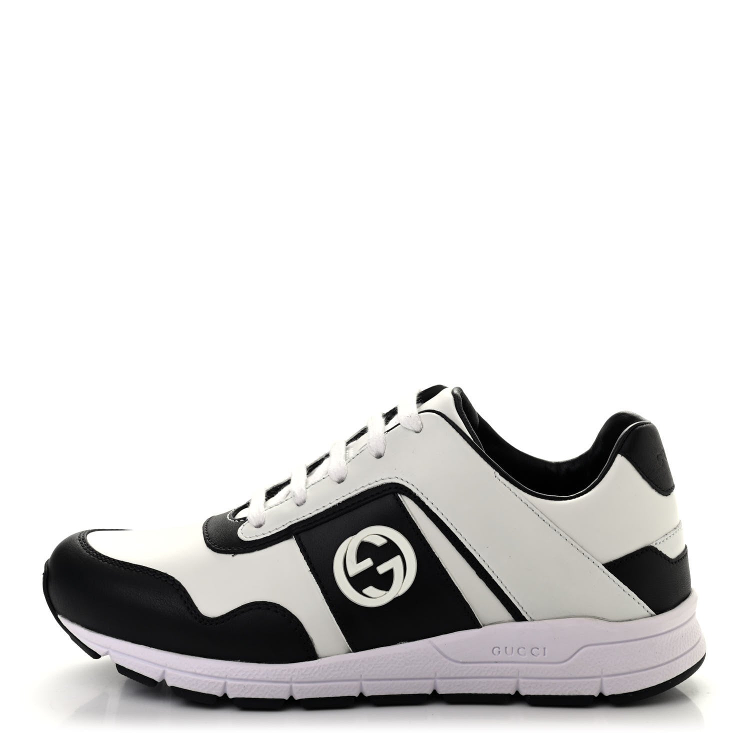 Gucci Calfskin Womens Interlocking G Sneakers 36 Black White 1 of 7