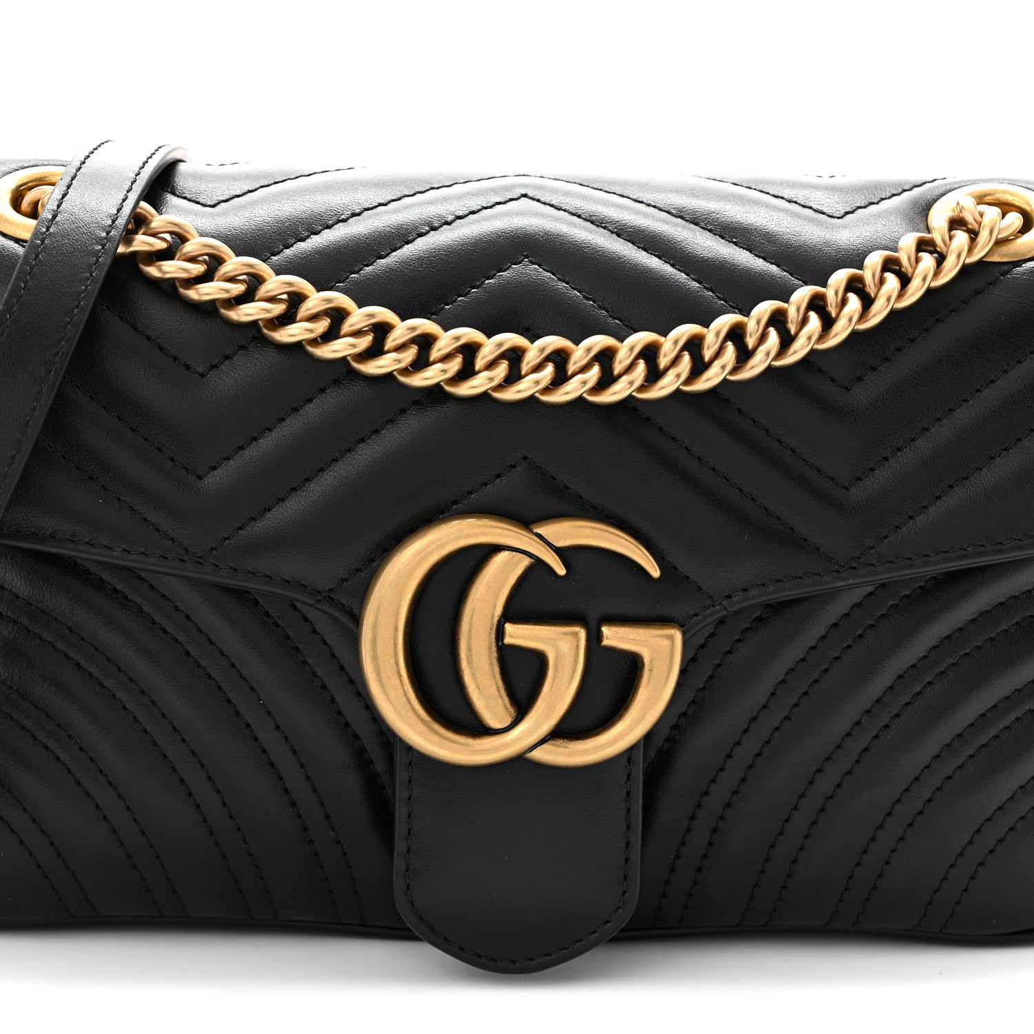 Gucci Calfskin Matelasse Small GG Marmont Shoulder Bag Black 8 of 11