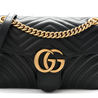 Gucci Calfskin Matelasse Small GG Marmont Shoulder Bag Black 8 of 11