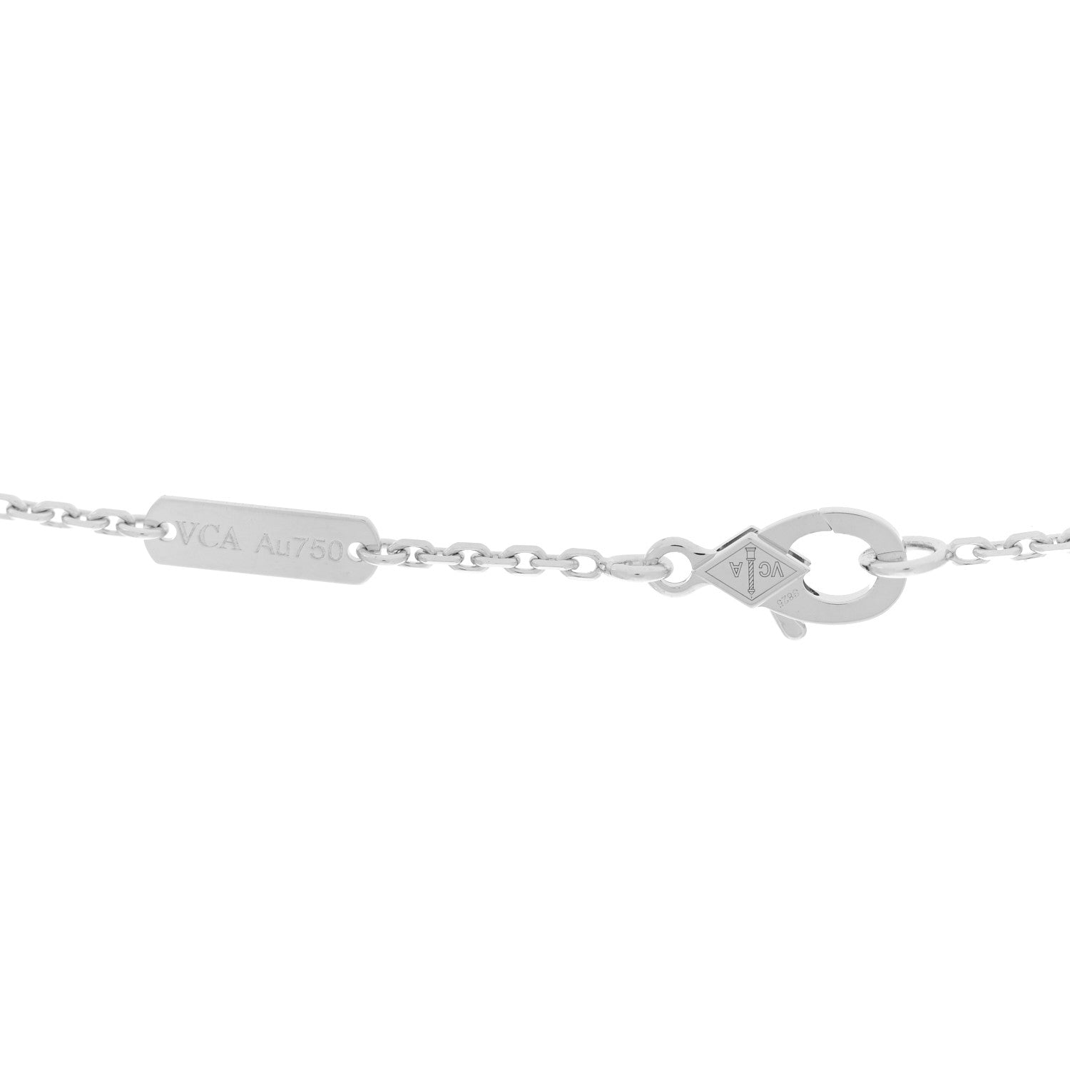 Van Cleef & Arpels 18K White Gold Diamond Small Perlee Clovers Pendant Necklace 5 of 8