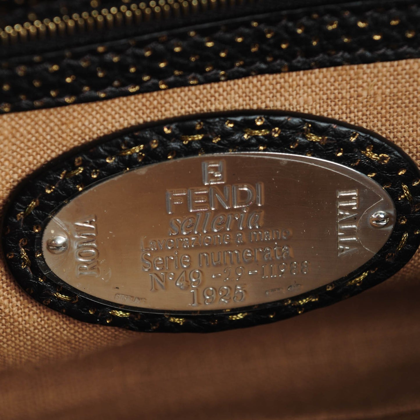 Calfskin Romano Selleria Perforated Baguette Black