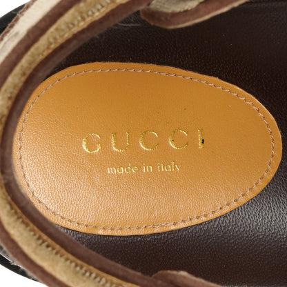 Gucci Monogram Kid Scamosciato Double G Womens Dad Sandals 37.5 Beige Ebony New Acero 7 of 11