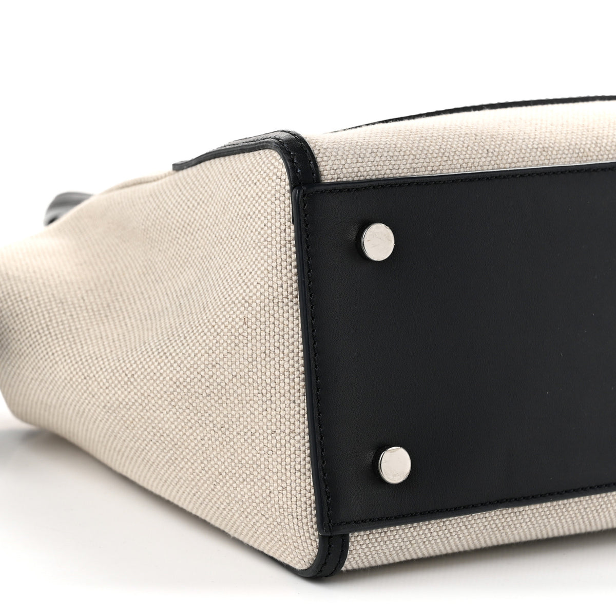 Calfskin Cotton Linen Micro Sesia Happy Day Bag Natural Black