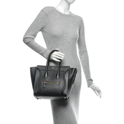 Celine Smooth Calfskin Micro Luggage Black 2 of 6