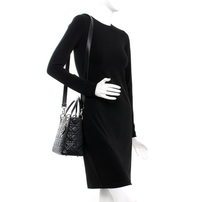 Christian Dior Lambskin Cannage Medium Lady Dior Black 2 of 7