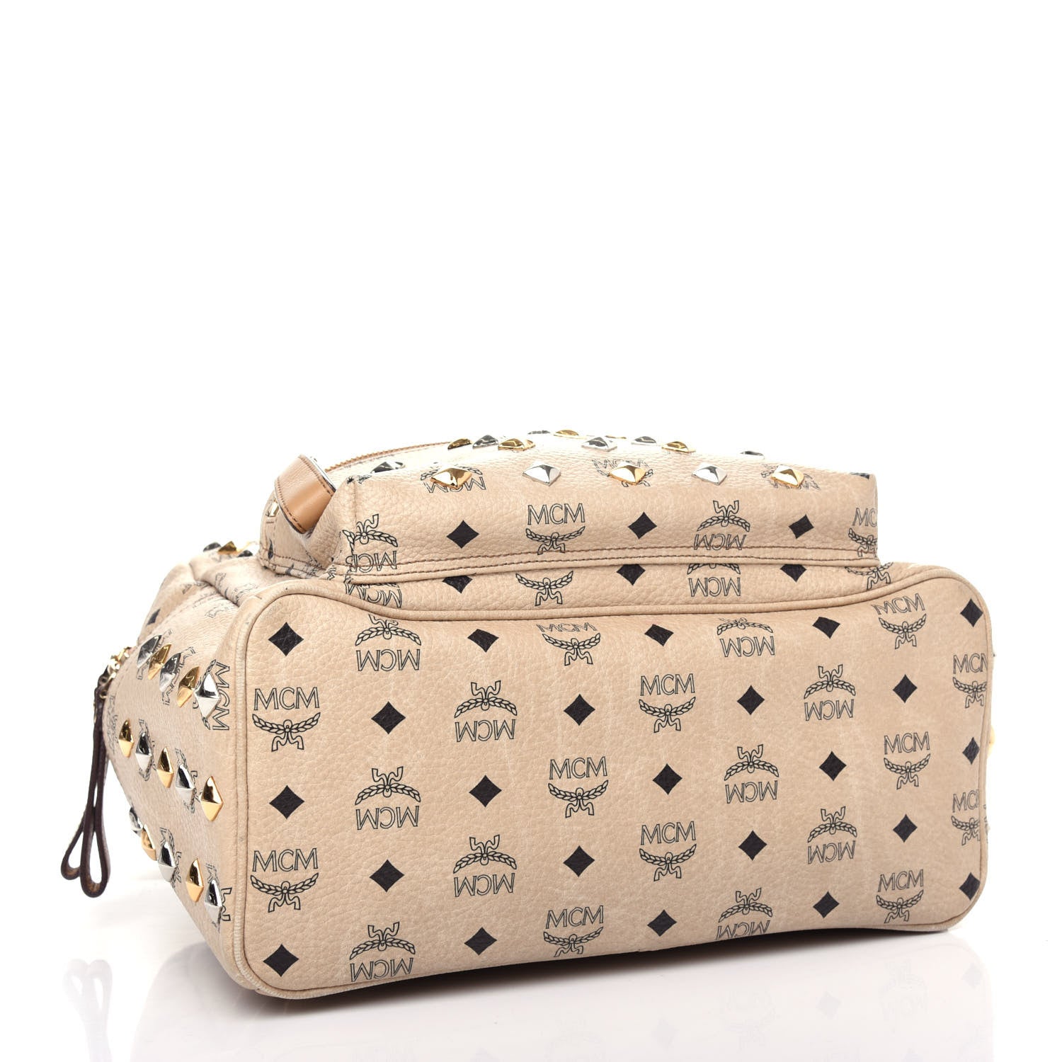 MCM Visetos Medium Studded Stark Backpack Beige 4 of 11