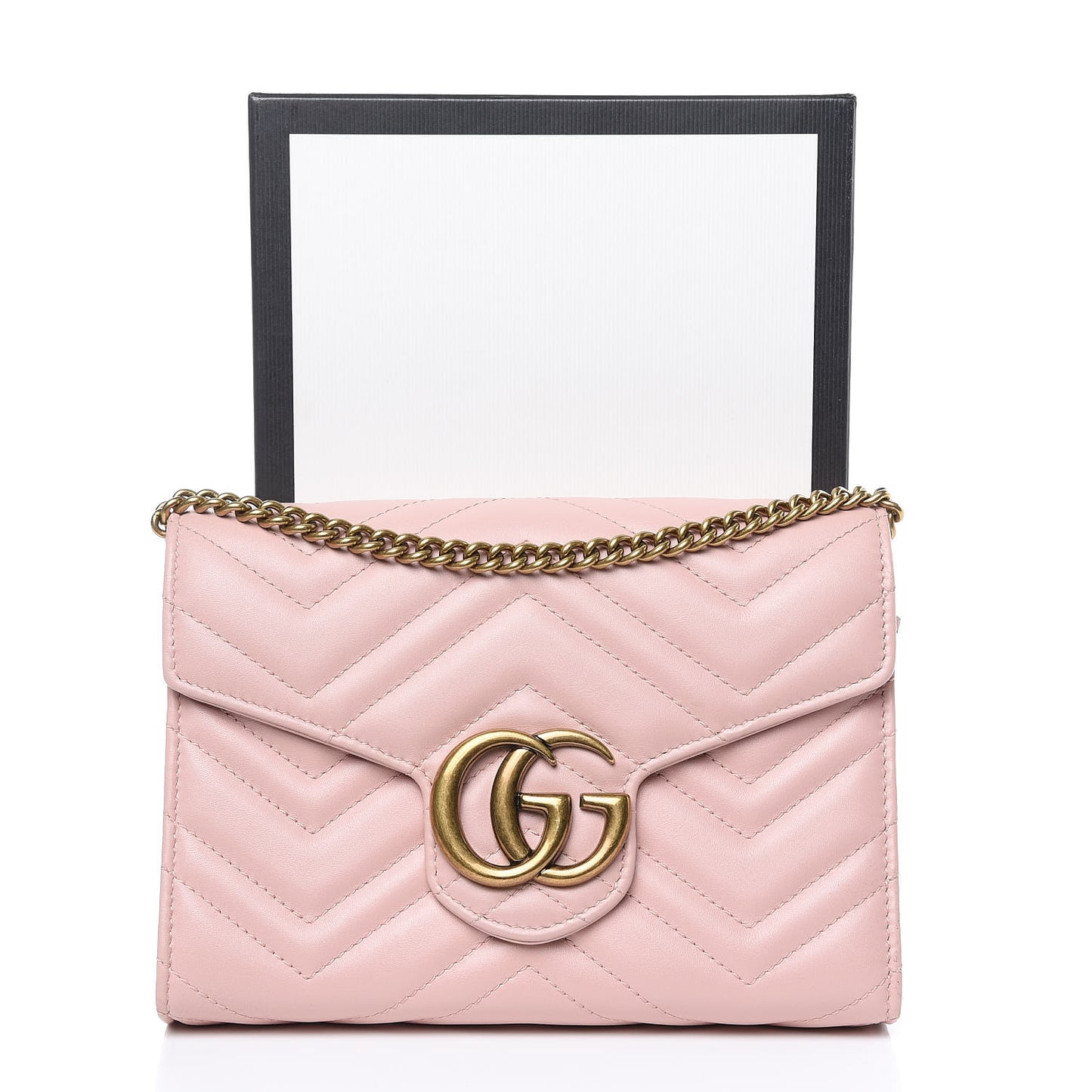 Calfskin Matelasse GG Marmont Chain Wallet Perfect Pink