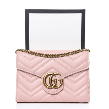 Gucci Calfskin Matelasse GG Marmont Chain Wallet Perfect Pink 10 of 10
