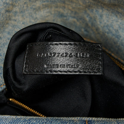 Saint Laurent Denim Quilted Small Loulou Puffer Monogram Chain Satchel Blue Cinnamon 7 of 10