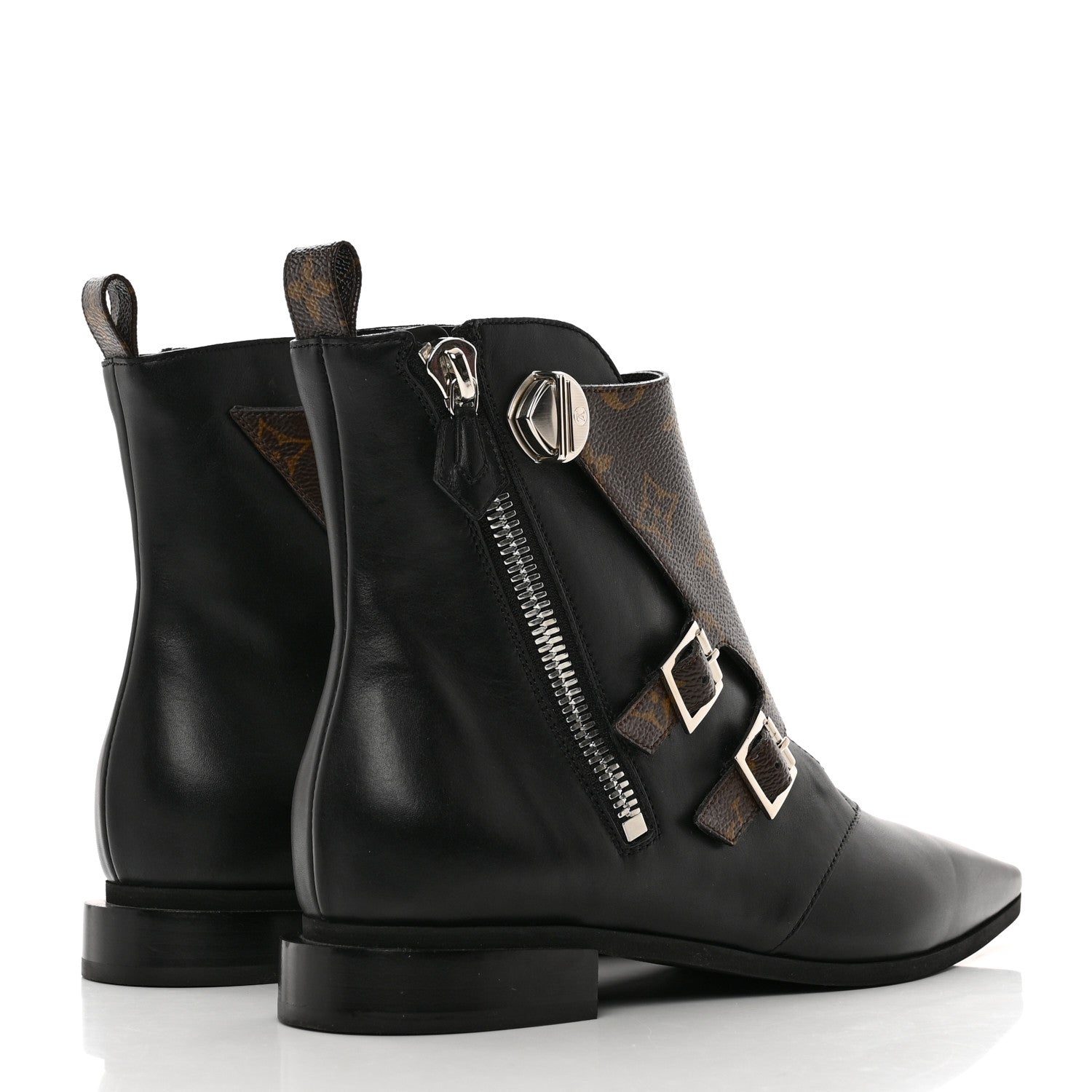 Louis Vuitton Calfskin Monogram Jumble Flat Ankle Boots 38 Black 4 of 8