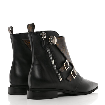 Louis Vuitton Calfskin Monogram Jumble Flat Ankle Boots 38 Black 4 of 8
