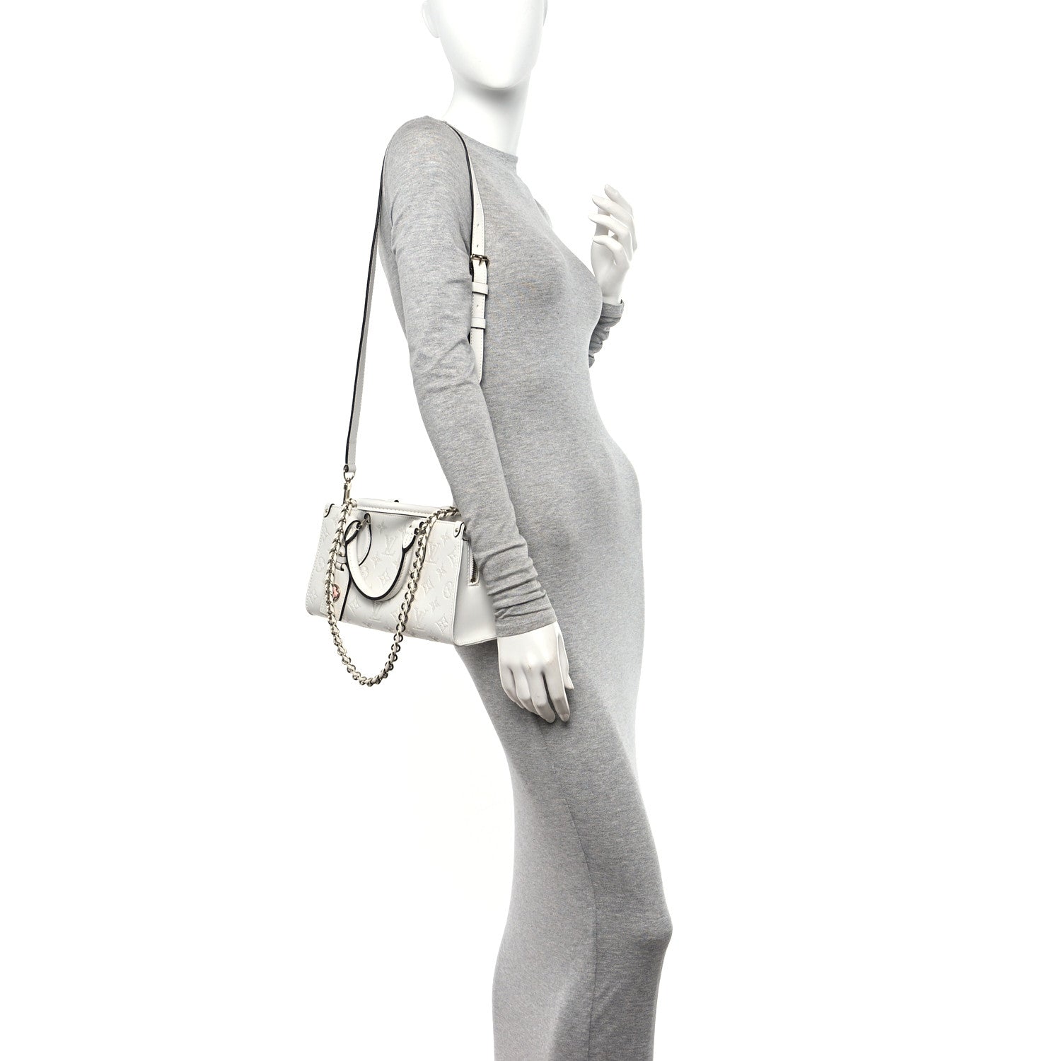 Louis Vuitton Calfskin Embossed Monogram OnTheGo East West White 2 of 10