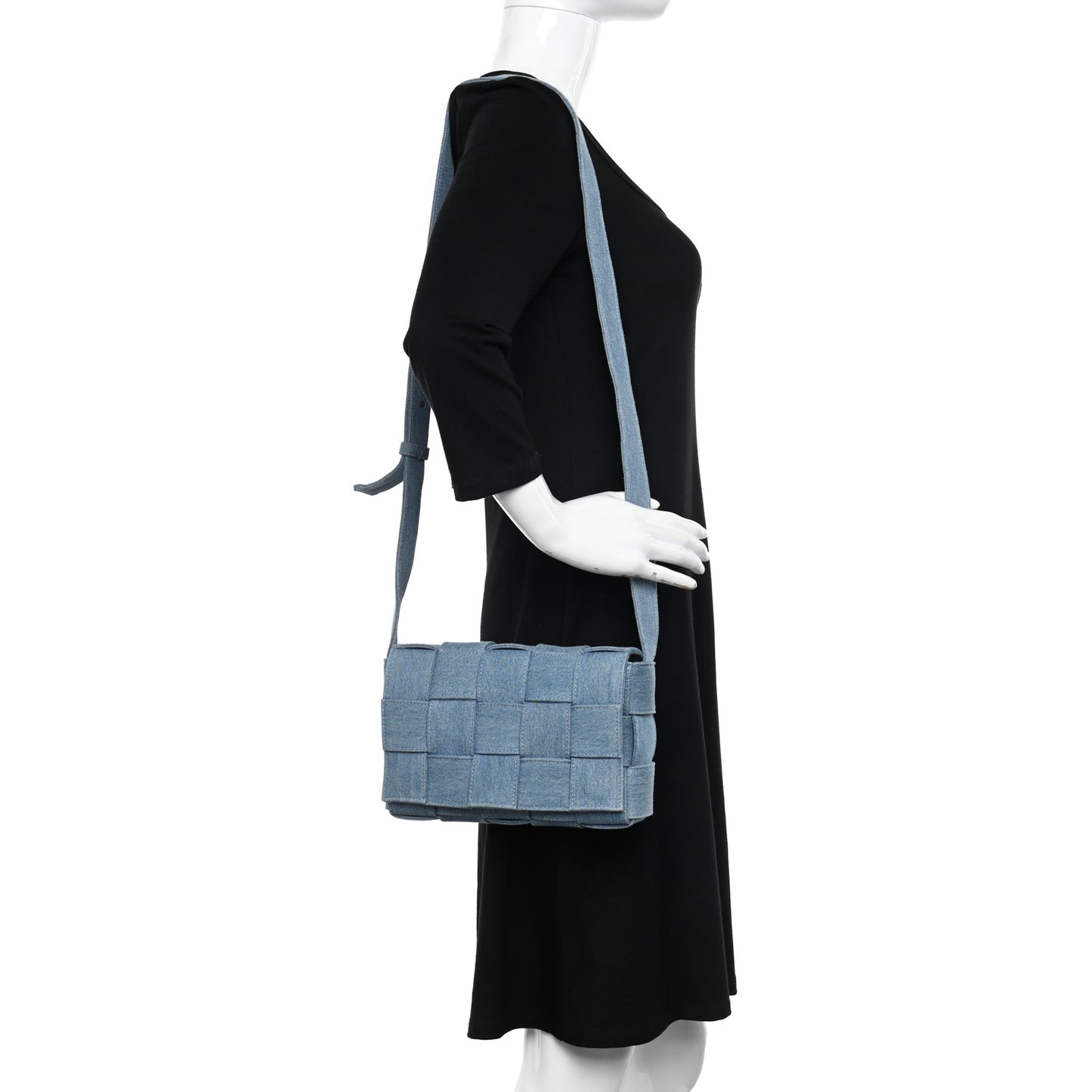 Denim Maxi Intrecciato Cassette Crossbody Bag Washed Indigo