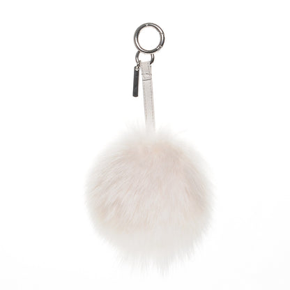 Fendi Fox Fur Pom Pom Bag Charm Shadow Blue 2 of 5