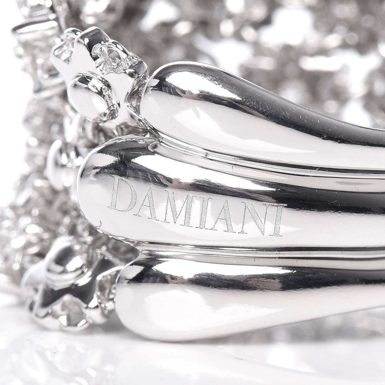 Damiani 18K White Gold Diamond Wide Flower Band Ring 54 7 5 of 6