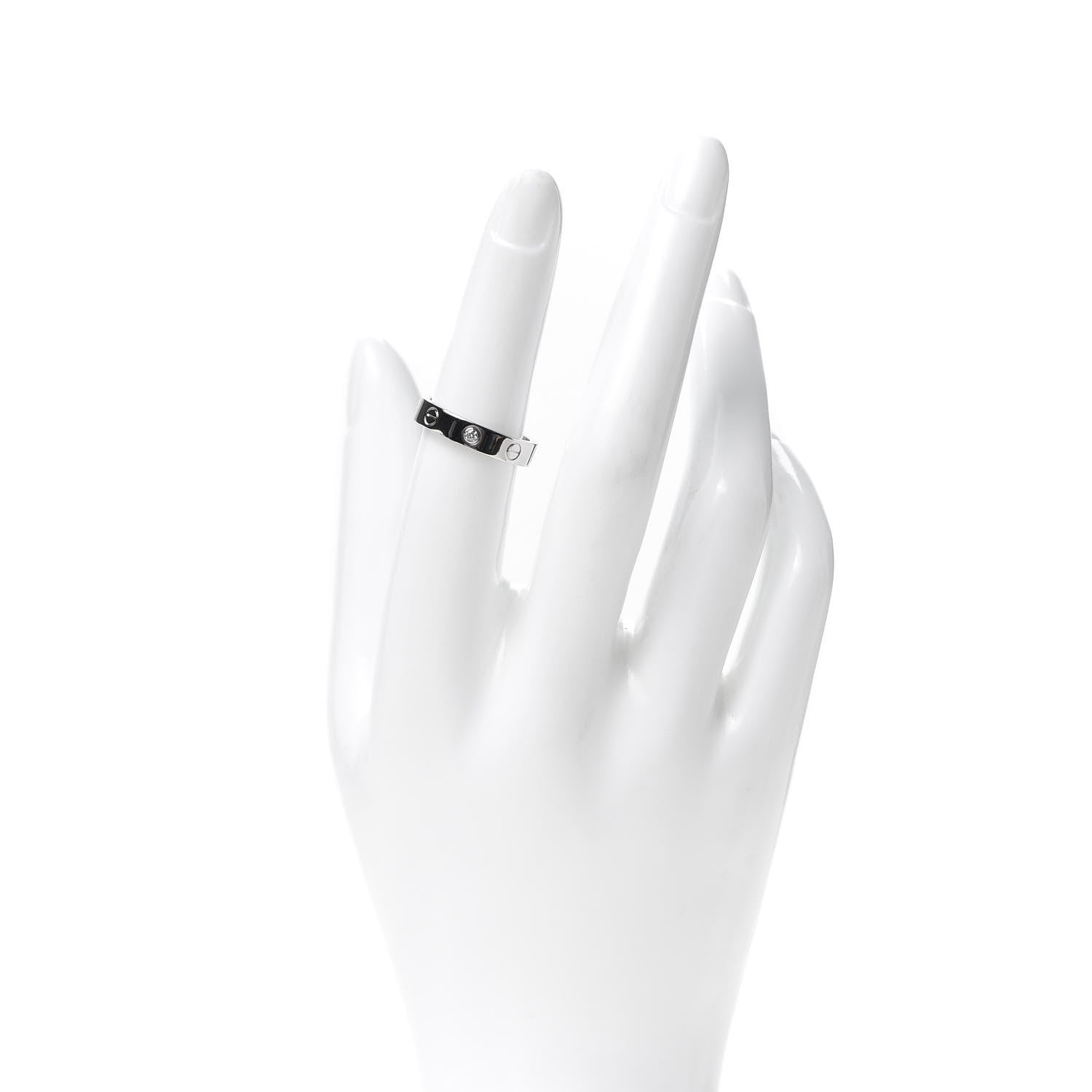 Cartier 18K White Gold Diamond 4mm LOVE Wedding Band Ring 52 6 2 of 4