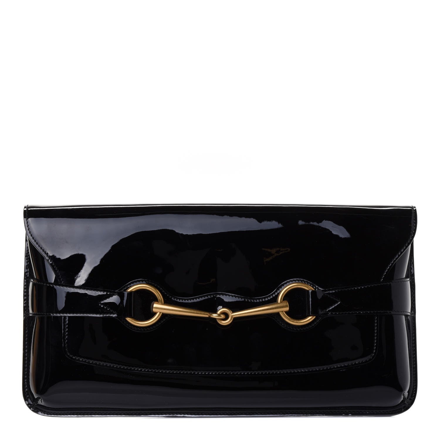 Gucci Patent Large Bright Bit Clutch Black 1 of 4
