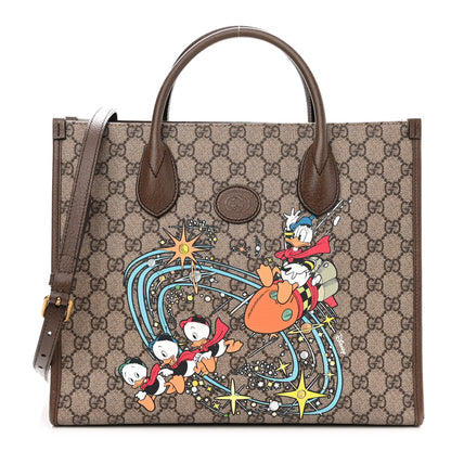 Gucci X DISNEY GG Supreme Monogram Donald Duck Retro Interlocking G Tote Bag Beige Multicolor New Acero 1 of 10